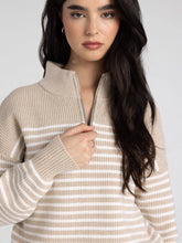 The Russell Pullover in Beige Ivory Stripe