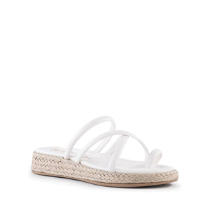 Rule The World Sandal in White Leather + Jute