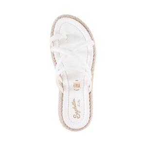 Rule The World Sandal in White Leather + Jute