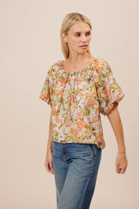 The Sileya Top in Orange Floral