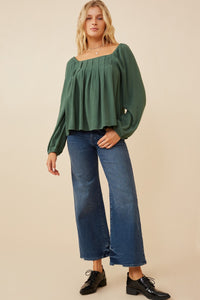 Amelia Square Neck Top in Forest