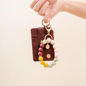 Hands-Free Silicone Beaded Keychain Wristlet - Autumn Sunset