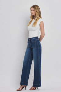 The High Rise Wide Trouser Jean in Dark Denim - Flying Monkey