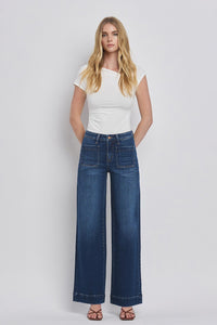 The High Rise Wide Trouser Jean in Dark Denim - Flying Monkey