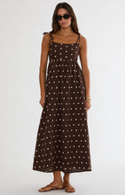 The Valery Maxi Dress in Brown Polka Dot