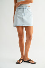 The Western Studded Mini Skirt in Light Denim
