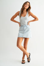 The Western Studded Mini Skirt in Light Denim