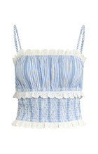 The Orchid Top in Chambray Blue Stripe