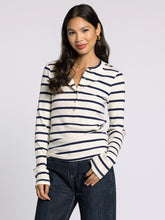 The Carina Top in Ivory Navy Stripe