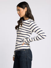 The Carina Top in Ivory Navy Stripe