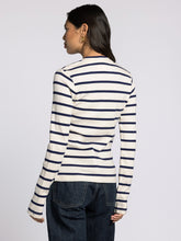 The Carina Top in Ivory Navy Stripe