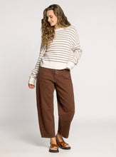 The Ely Sweater in Ivory Brown Stripe