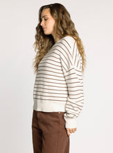 The Ely Sweater in Ivory Brown Stripe