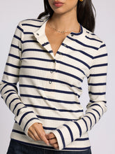 The Carina Top in Ivory Navy Stripe