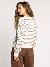 The Ely Sweater in Ivory Brown Stripe