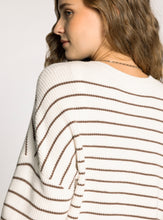The Ely Sweater in Ivory Brown Stripe