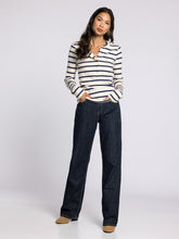 The Carina Top in Ivory Navy Stripe