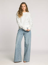 The Ely Sweater in Ivory Powder Blue