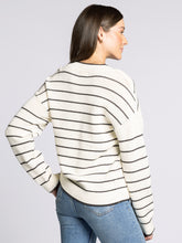 The Ira Sweater in Ivory Brown Stripe