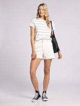 The Asher Tee in White and Black Stripe