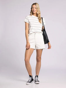 The Asher Tee in White and Black Stripe