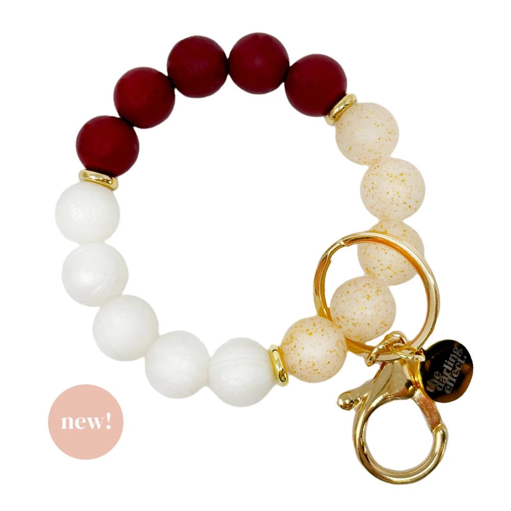 Hands-Free Silicone Beaded Keychain Wristlet -Merlot Muse