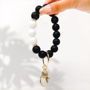 Hands-Free Silicone Beaded Keychain Wristlet - Midnight Glam