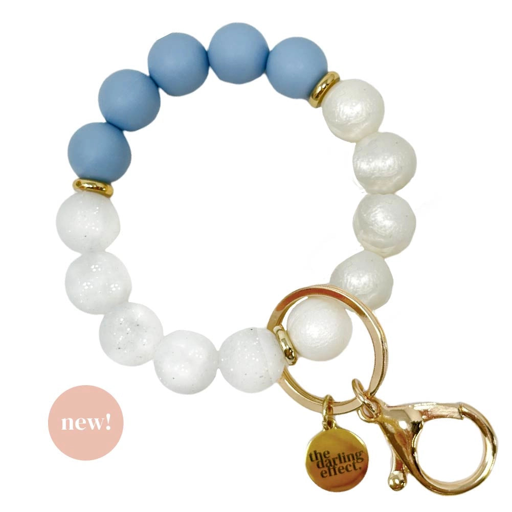 Hands-Free Silicone Beaded Keychain Wristlet -Winter Shimmer