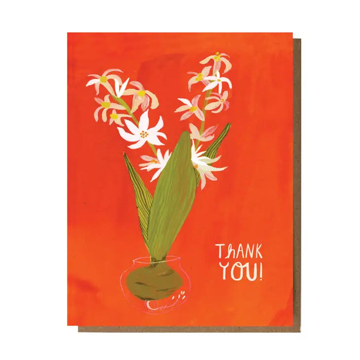 Thank You - White Flower - Greeting Card