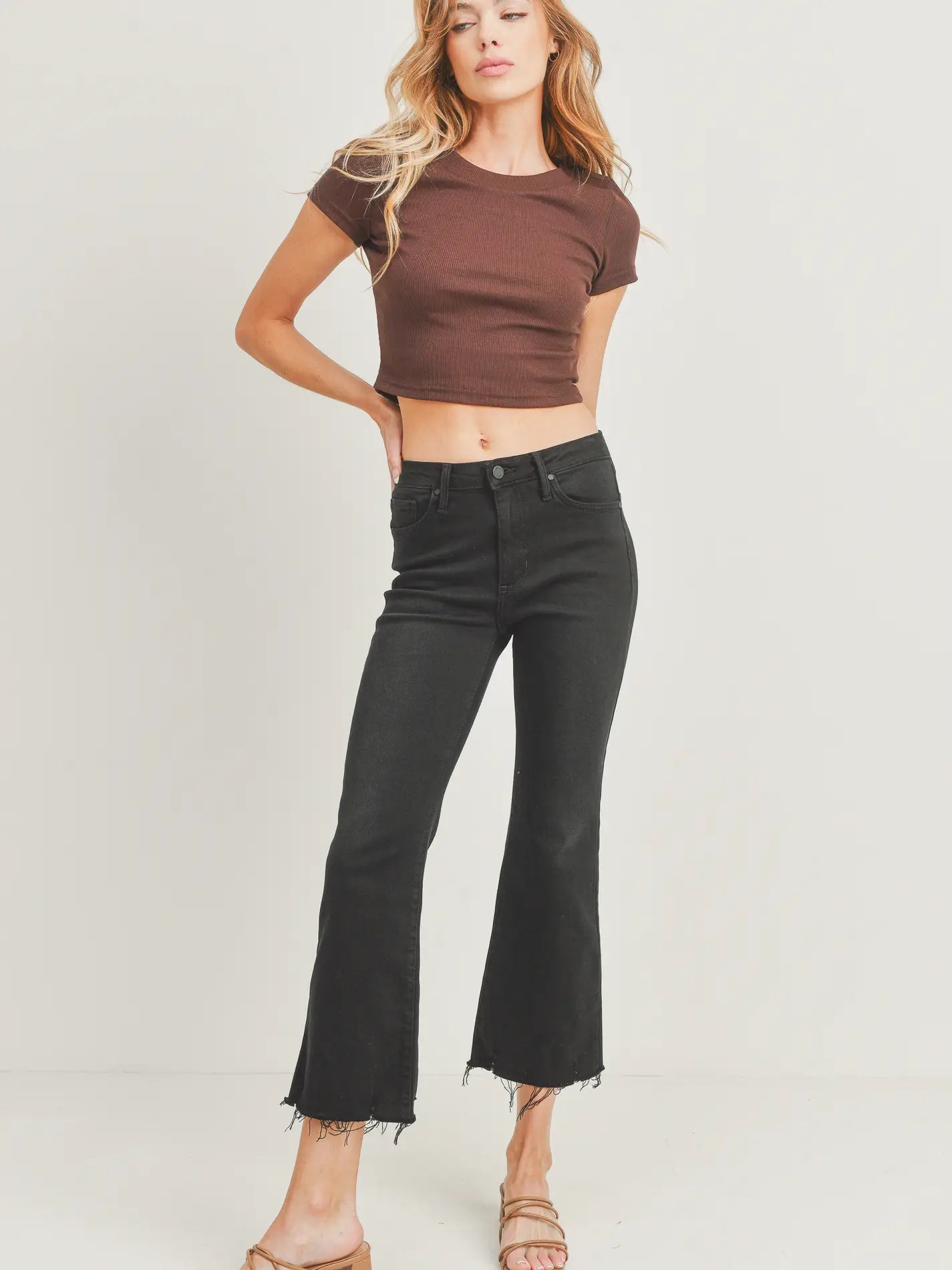 Distressed hem black jeans on sale