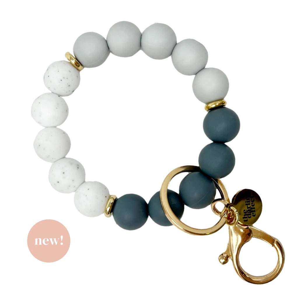 Hands-Free Silicone Beaded Keychain Wristlet - Simply Grey