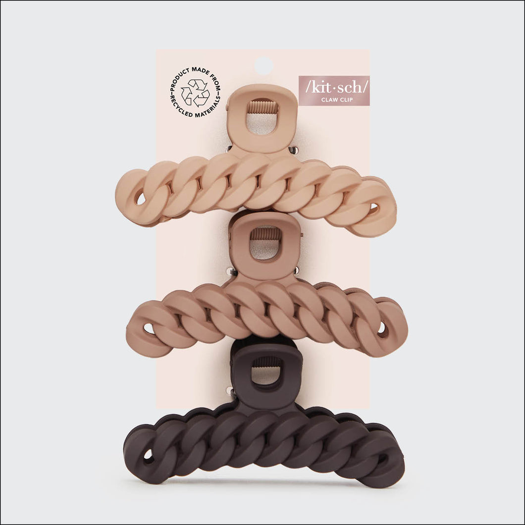 Eco-friendly Chain Claw Clip 3pc Set || Neutral