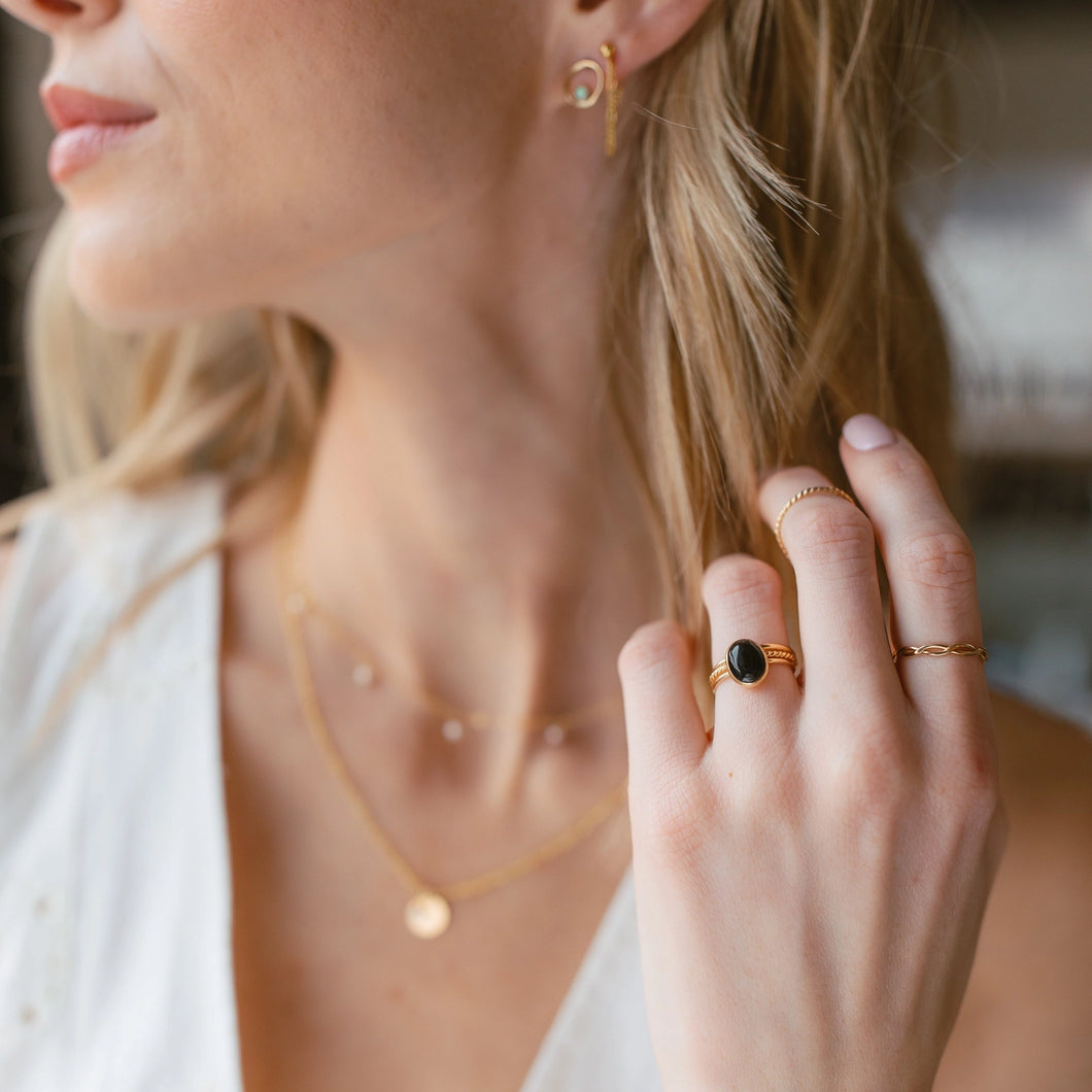 Black Onyx Ring || 14k Gold Fill